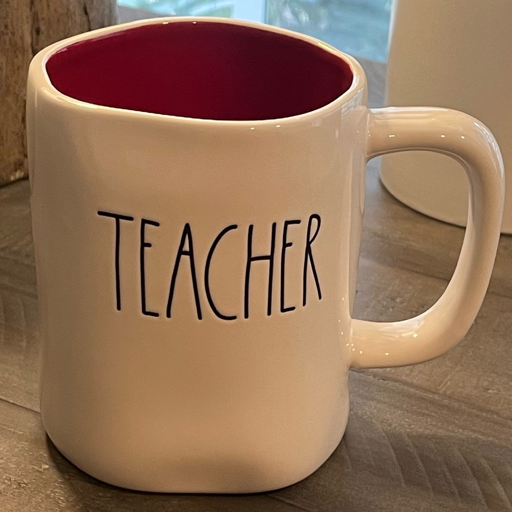 Rae Dunn White and Red Teacher Mug
